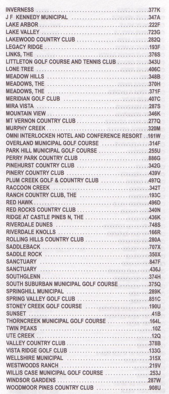 Golf Course List